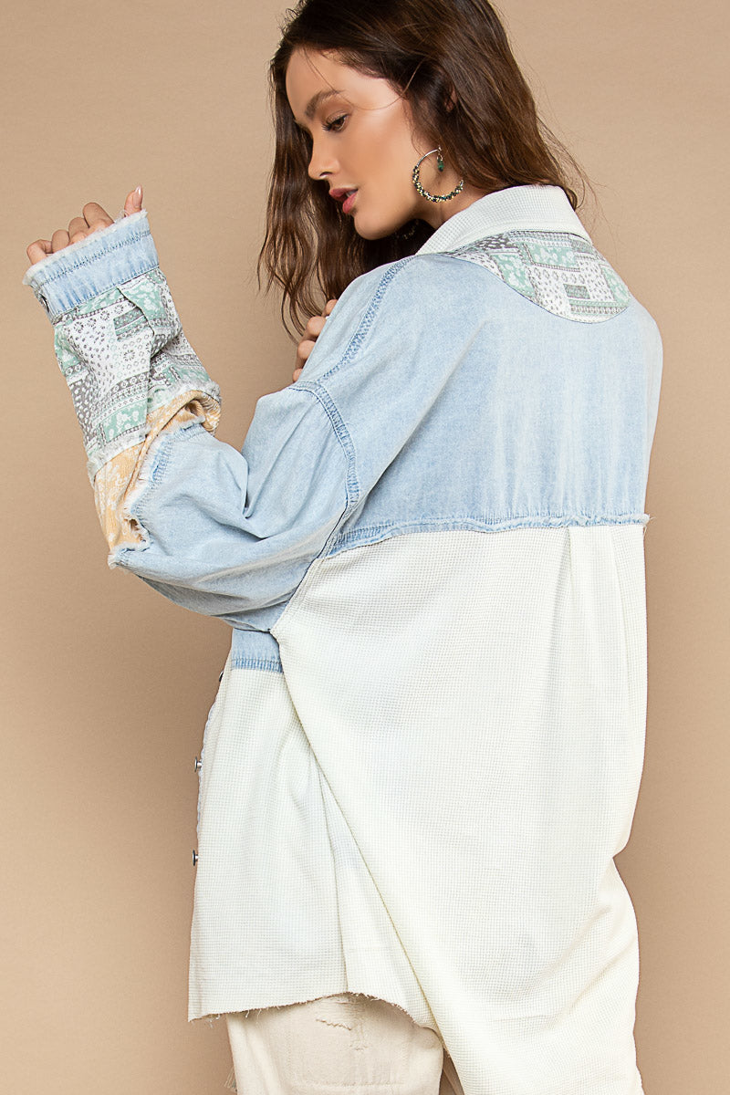 Oversized Shirt with Patchwork Detail