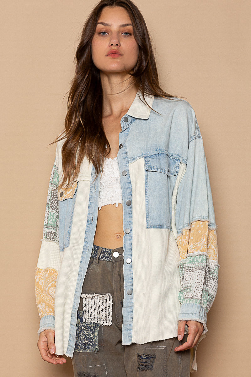Oversized Shirt with Patchwork Detail