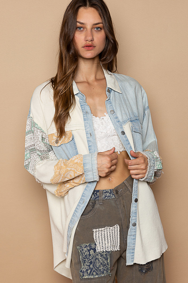 Oversized Shirt with Patchwork Detail
