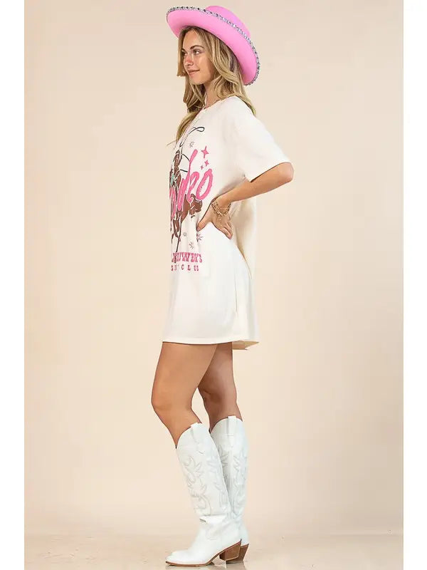 "Rodeo" Long Live Cowboys Graphic Shirt Dress