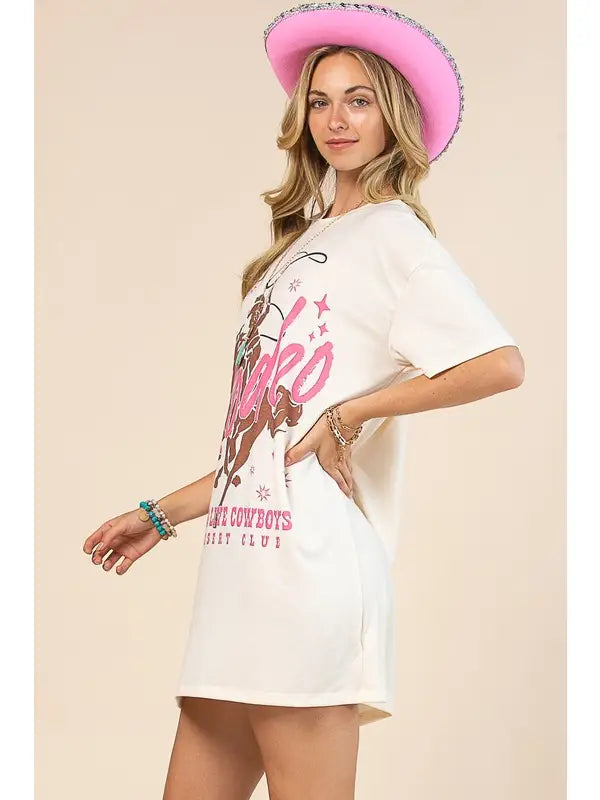 "Rodeo" Long Live Cowboys Graphic Shirt Dress
