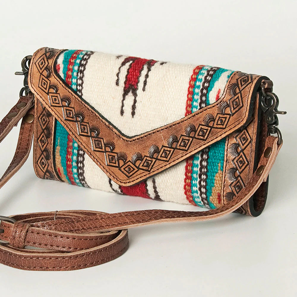 American Darling Hand Tooled Genuine Leather with Saddle Blanket Crossbody 906A