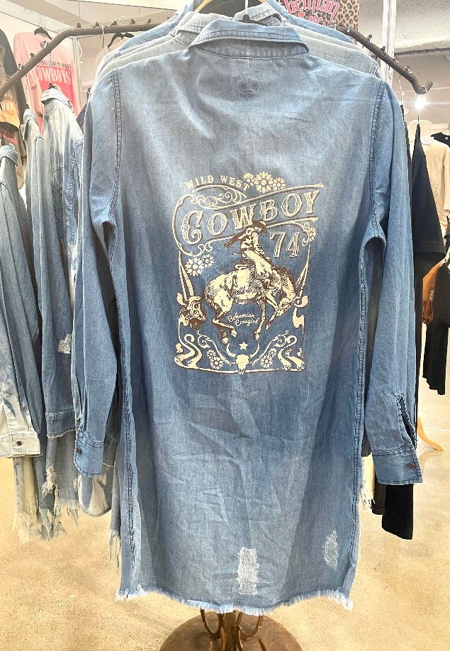 Cowboy's 74 Vintage Print Denim Dress