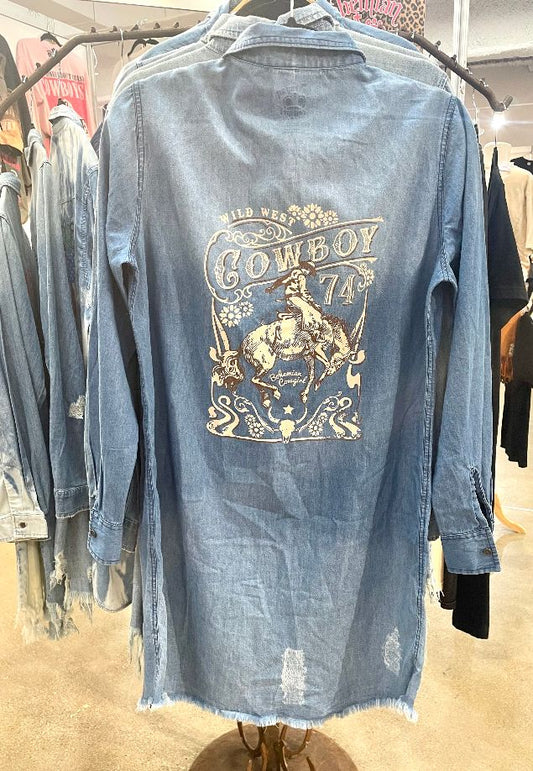Cowboy's 74 Vintage Print Denim Dress