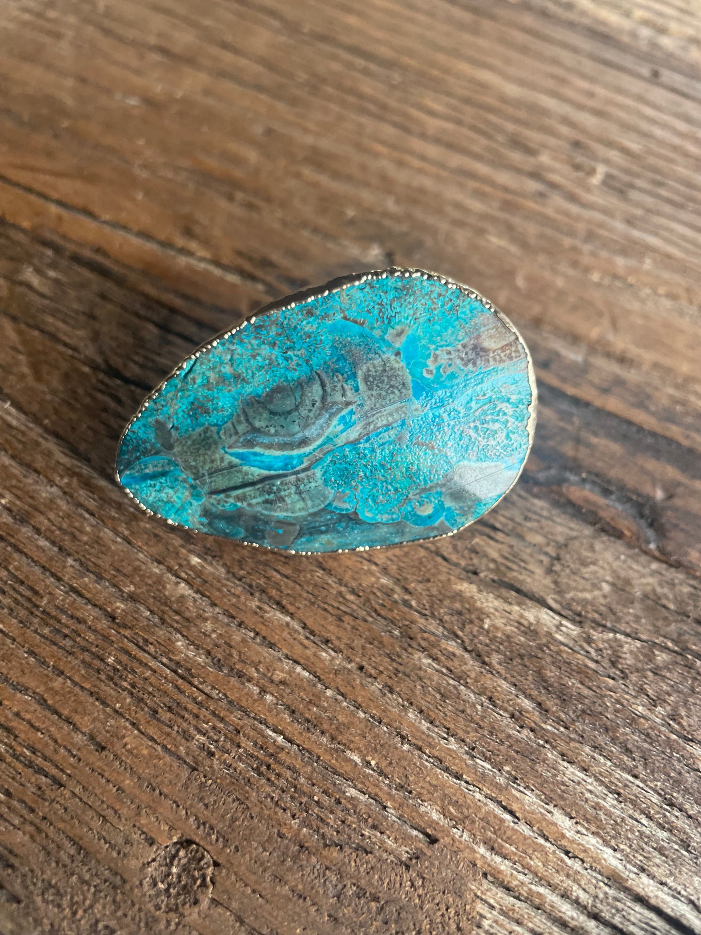 Large Ring with colors of turquoise and Brown