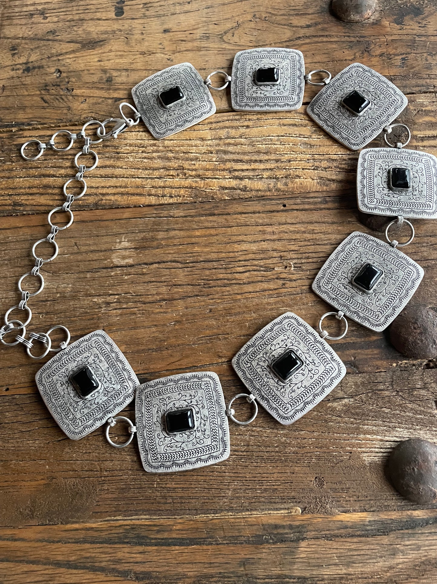 Squared Concho Belt With Black Accent