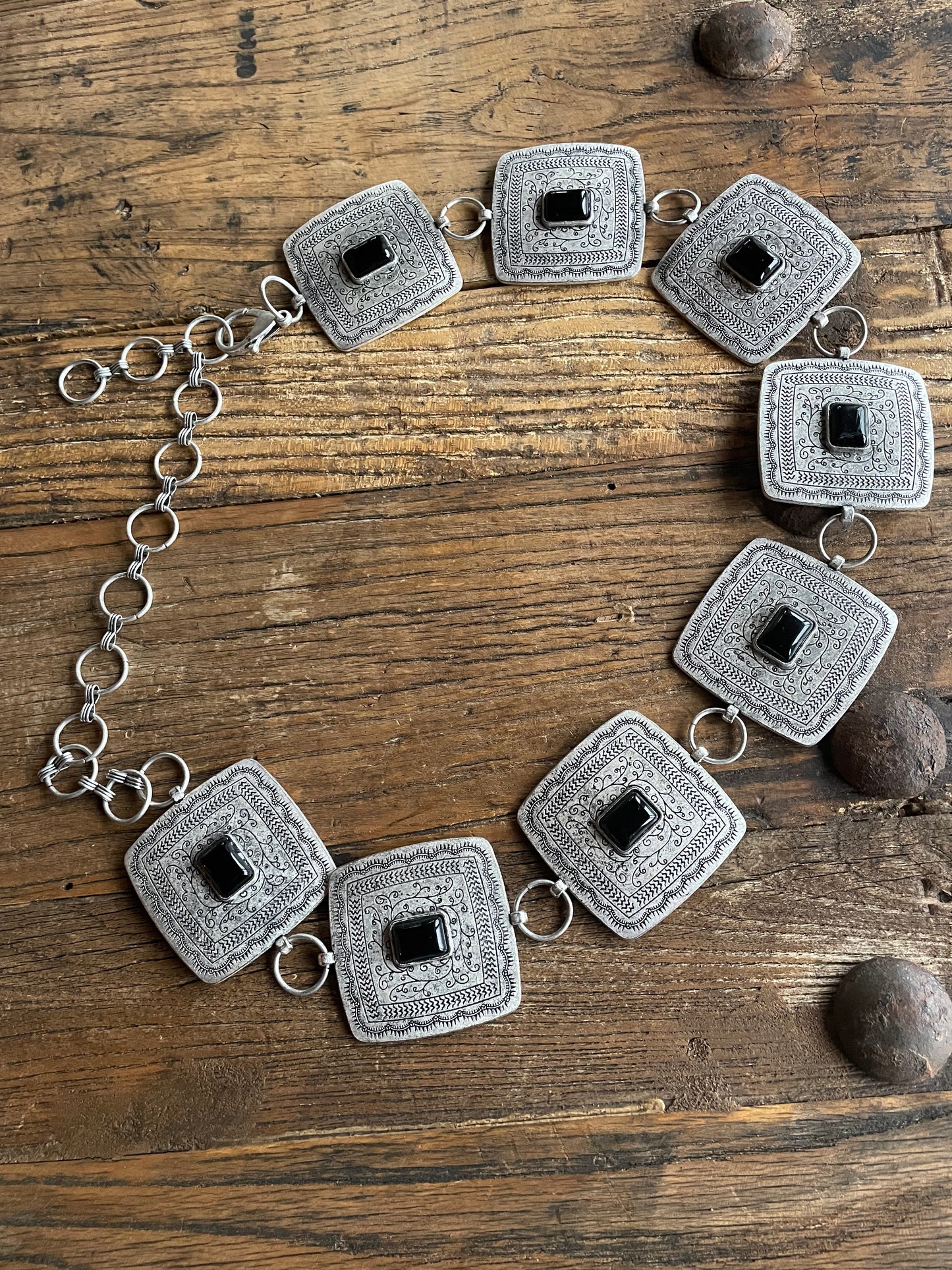 Squared Concho Belt With Black Accent