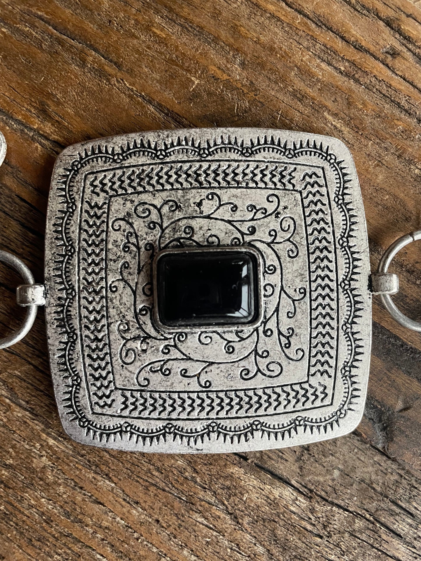 Squared Concho Belt With Black Accent