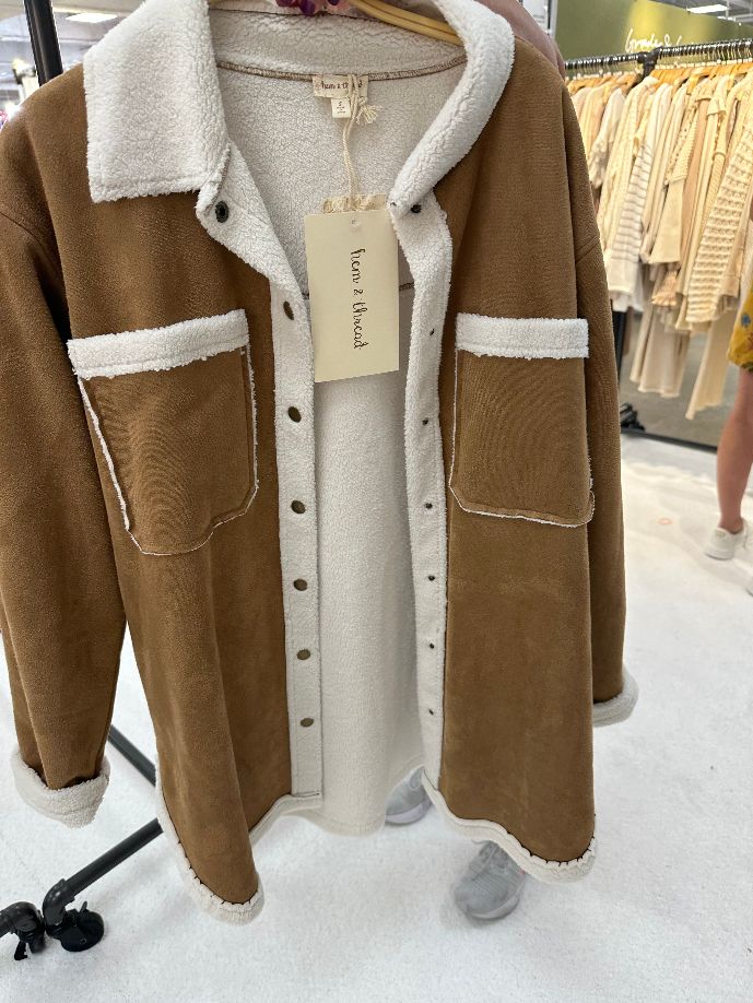 Sherpa Lined Faux Suede Shacket