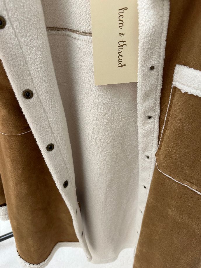 Sherpa Lined Faux Suede Shacket