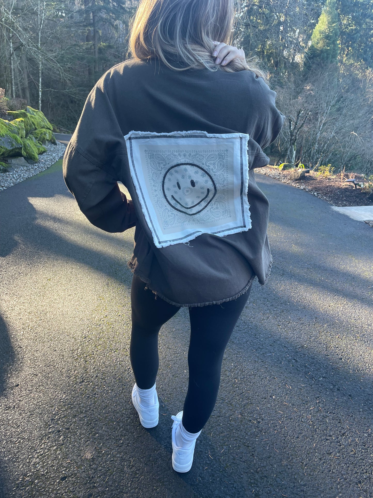 Twill jacket w/Paisley Smiley Face back patch