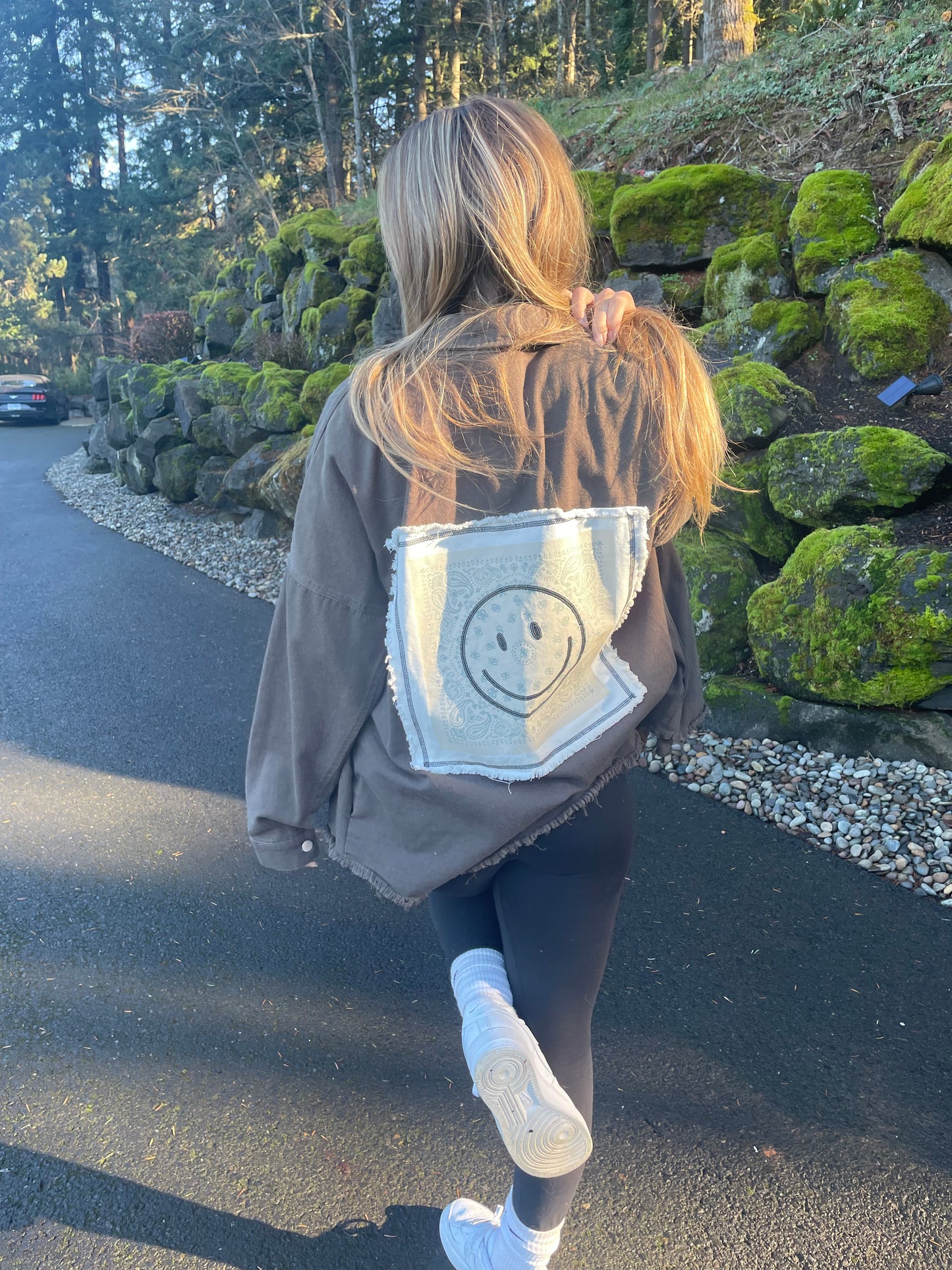 Twill jacket w/Paisley Smiley Face back patch