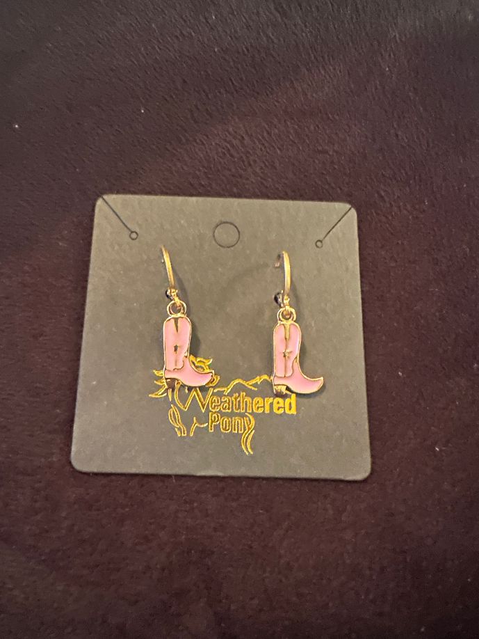 Cowboy Boot Earrings in White, Black, Turquoise, Red, and Pink
