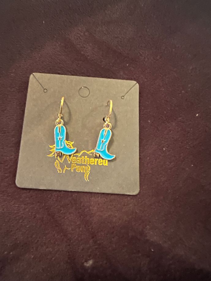 Cowboy Boot Earrings in White, Black, Turquoise, Red, and Pink