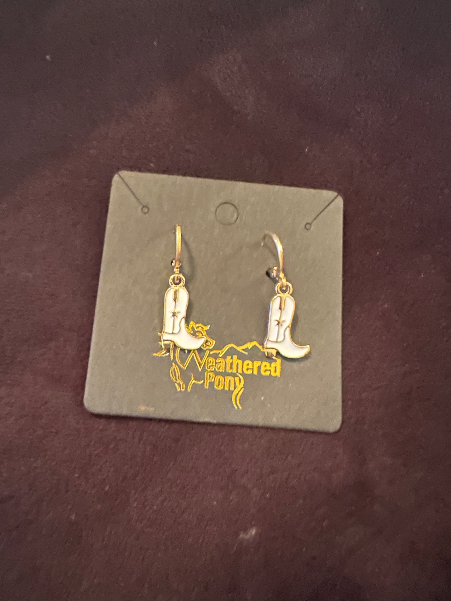Cowboy Boot Earrings in White, Black, Turquoise, Red, and Pink