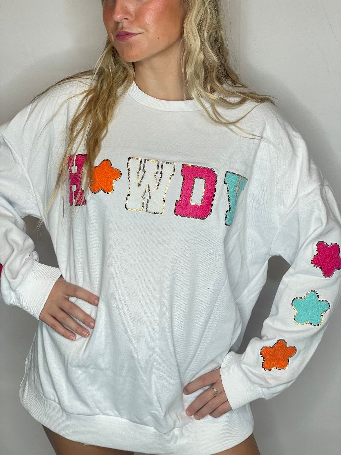 Howdy Sweatshirt with Bright Pops of Color – Weathered Pony