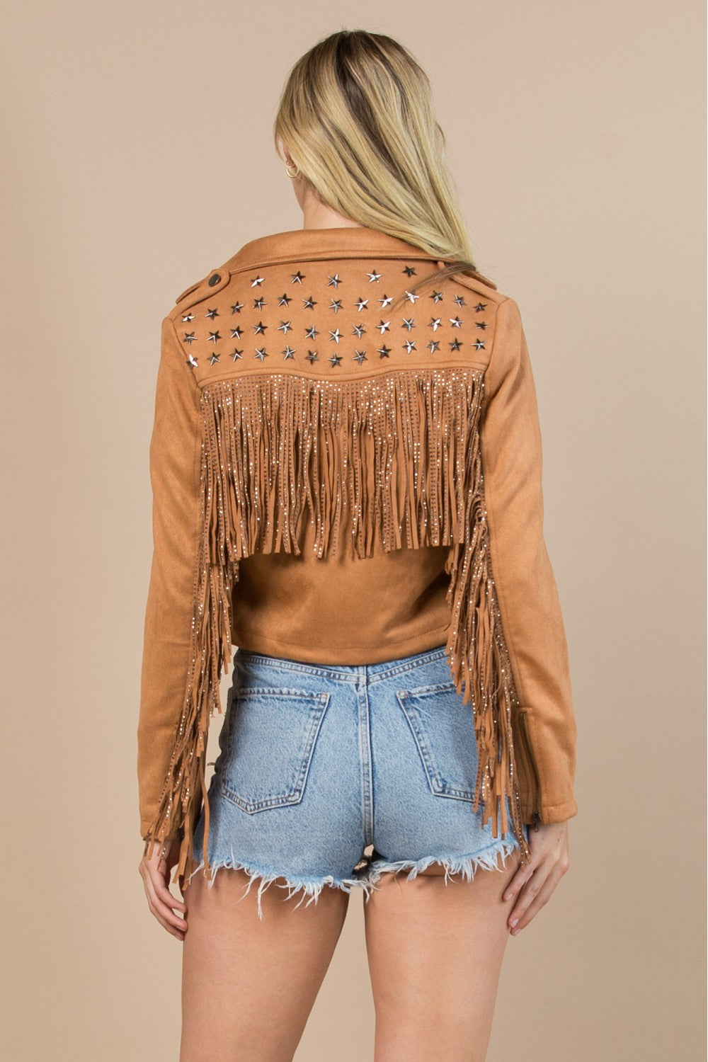 Western Faux Suede Fringed Jacket