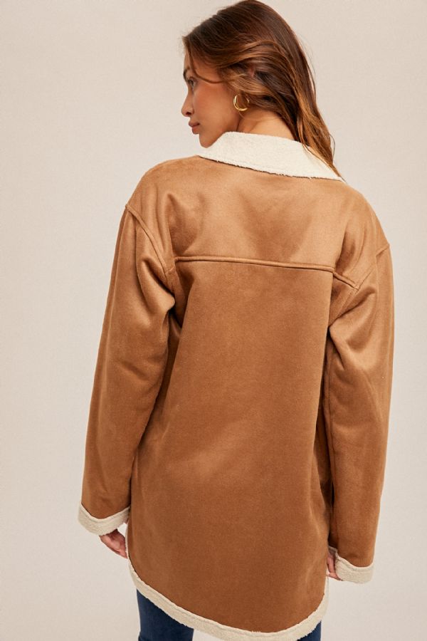 Sherpa Lined Faux Suede Shacket