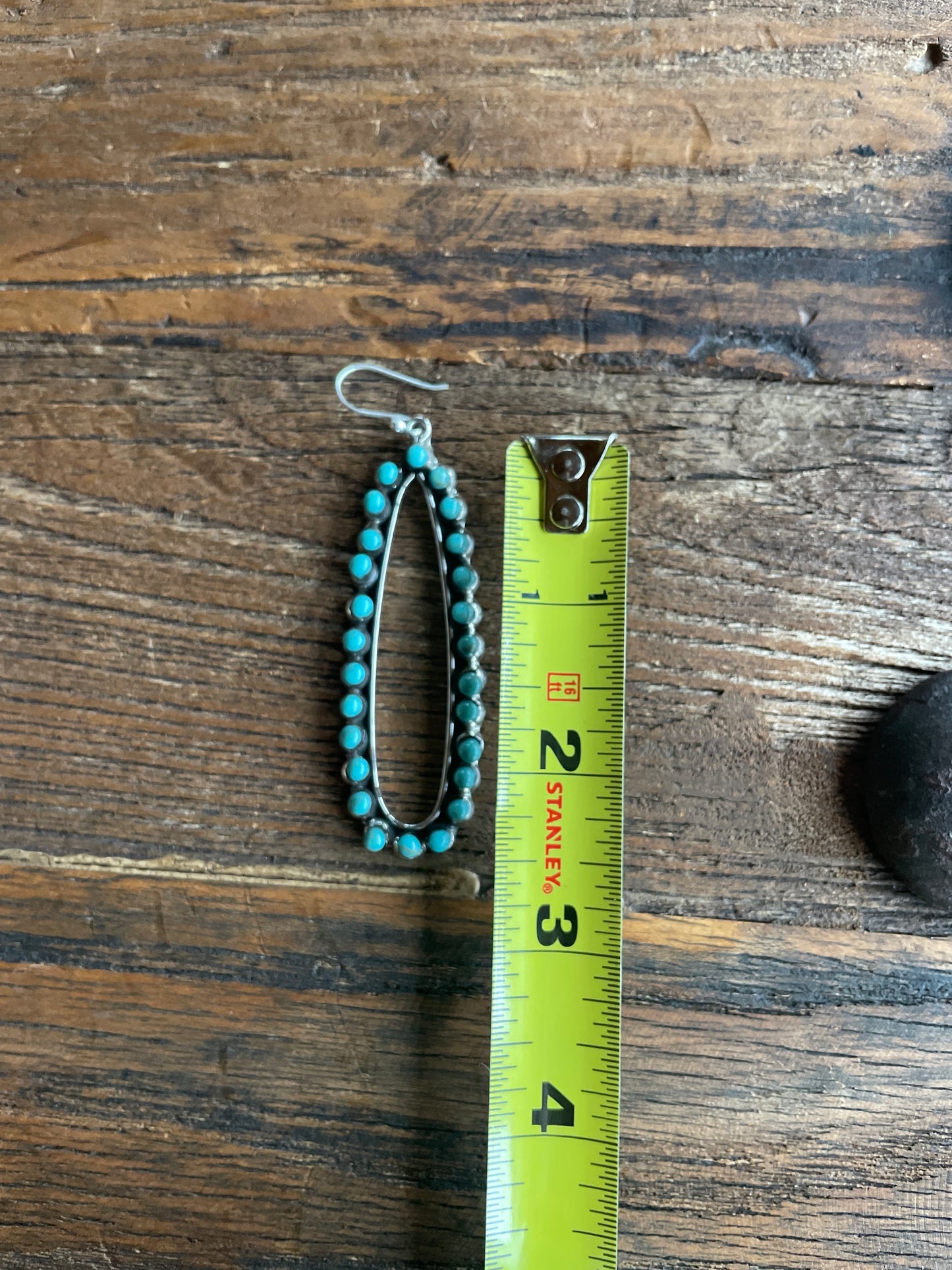 Turquoise beaded with Sterling Silver Drop Earrings
