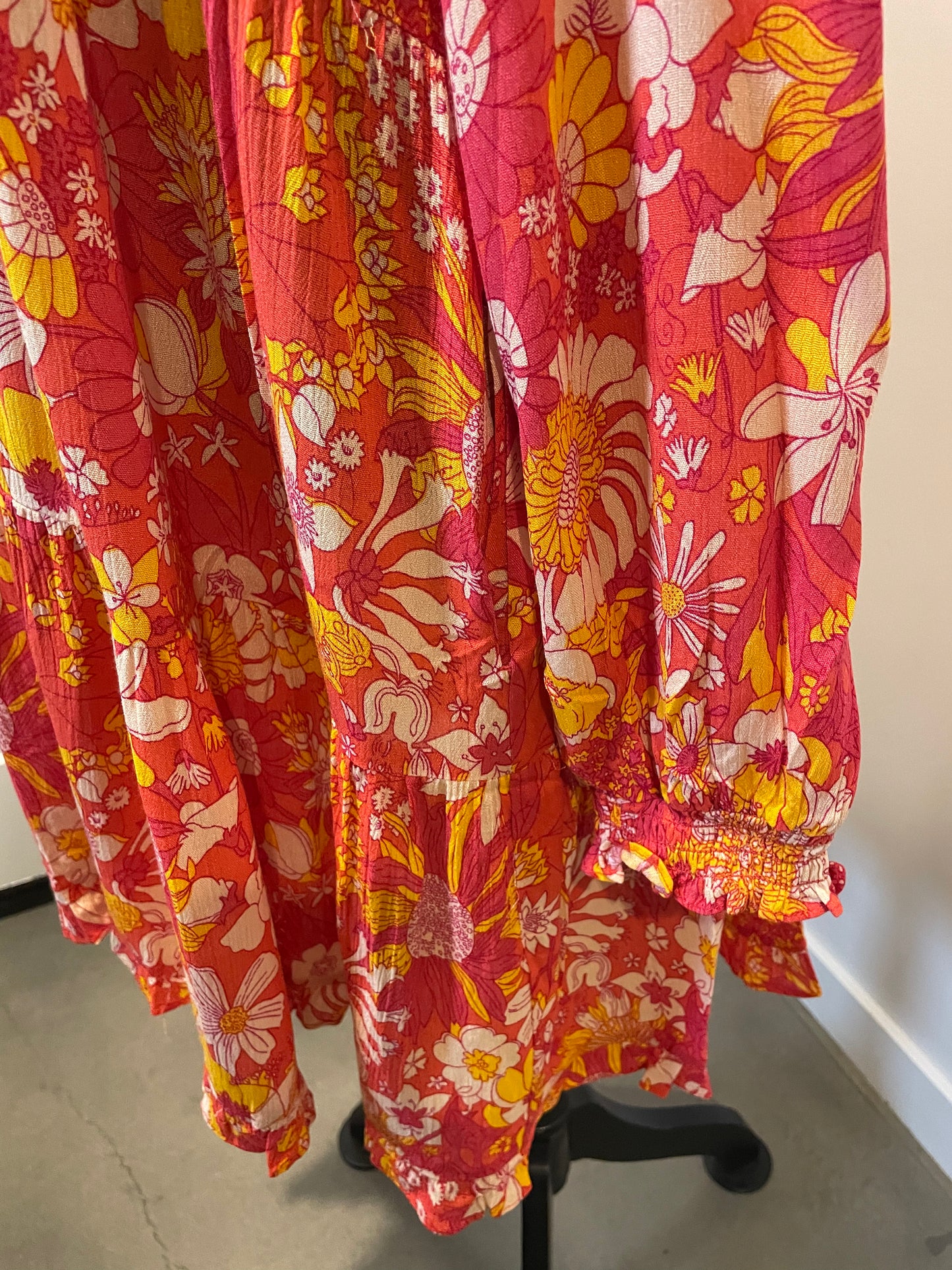 Orange & Coral Printed Rayon Challie Dress