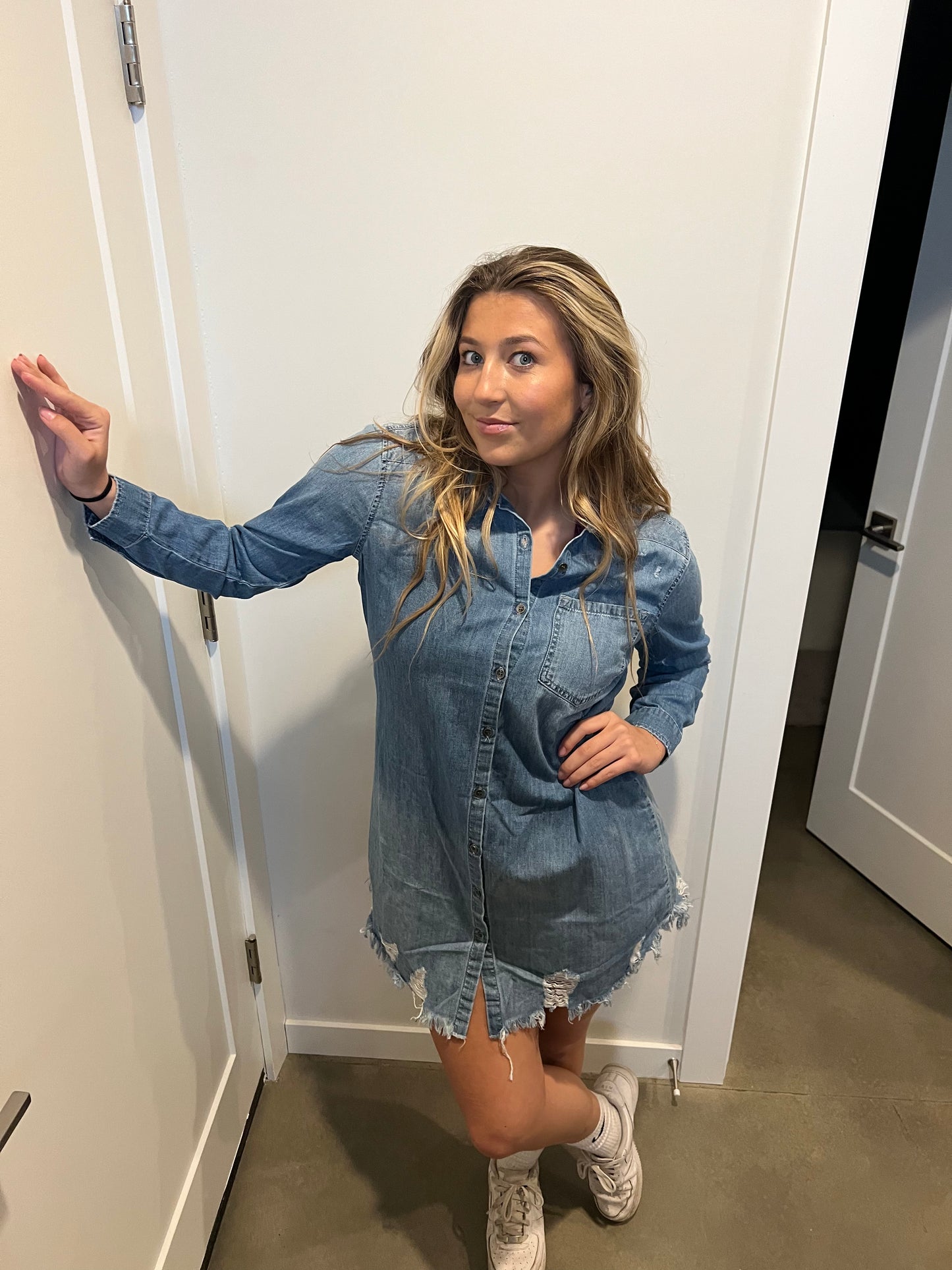 Let's Rodeo Bronco" Vintage Graphic Denim Dress