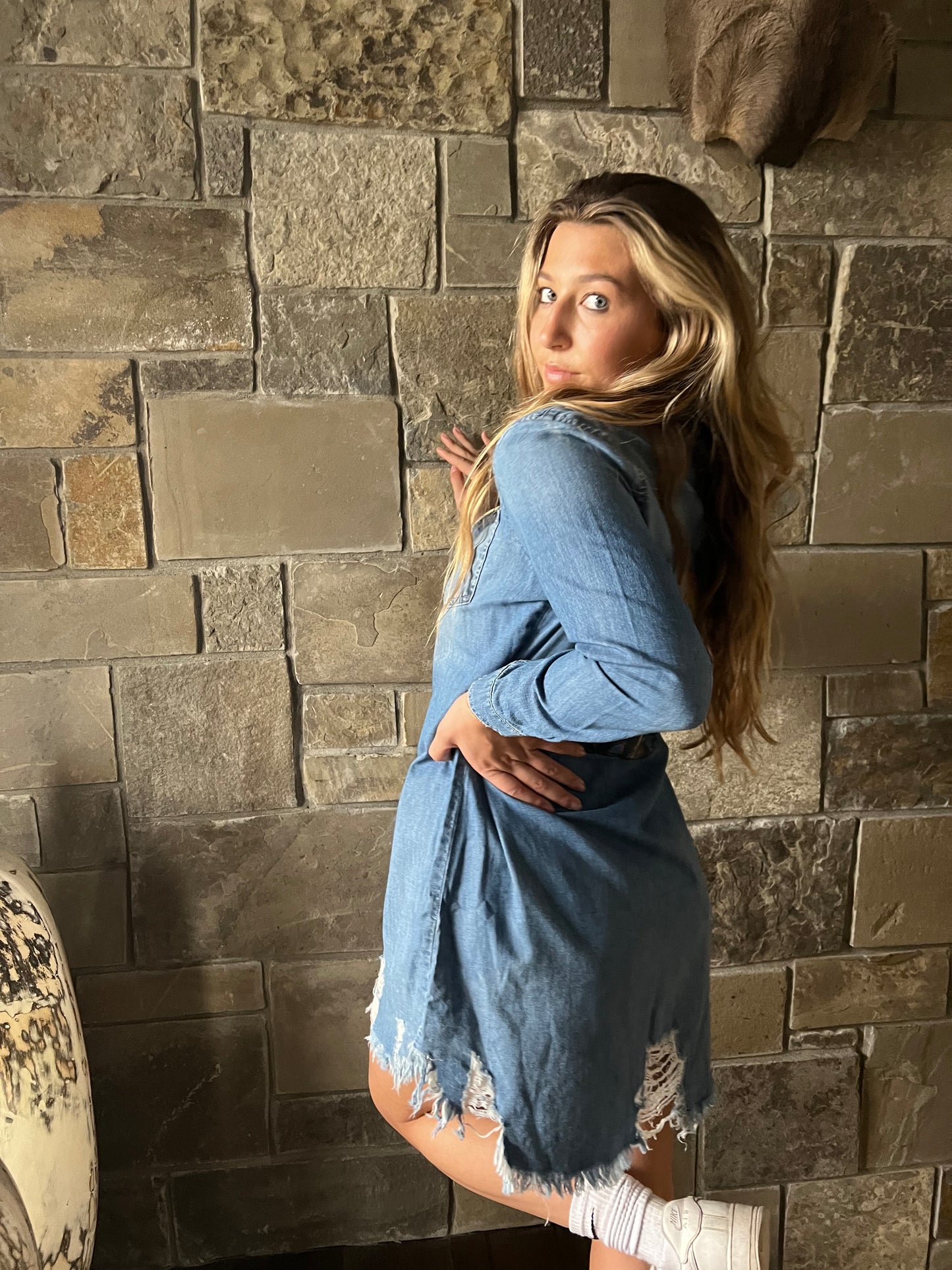 Hotter than a $2 Pistol Denim Dress