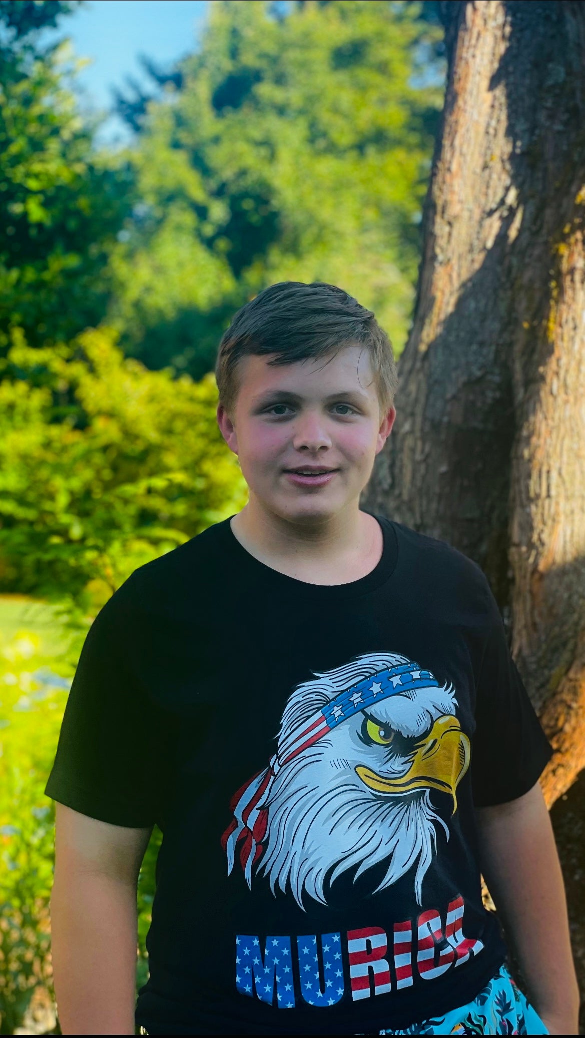 "Murica" Patriotic Bald Eagle Graphic Tshirt UNISEX Black
