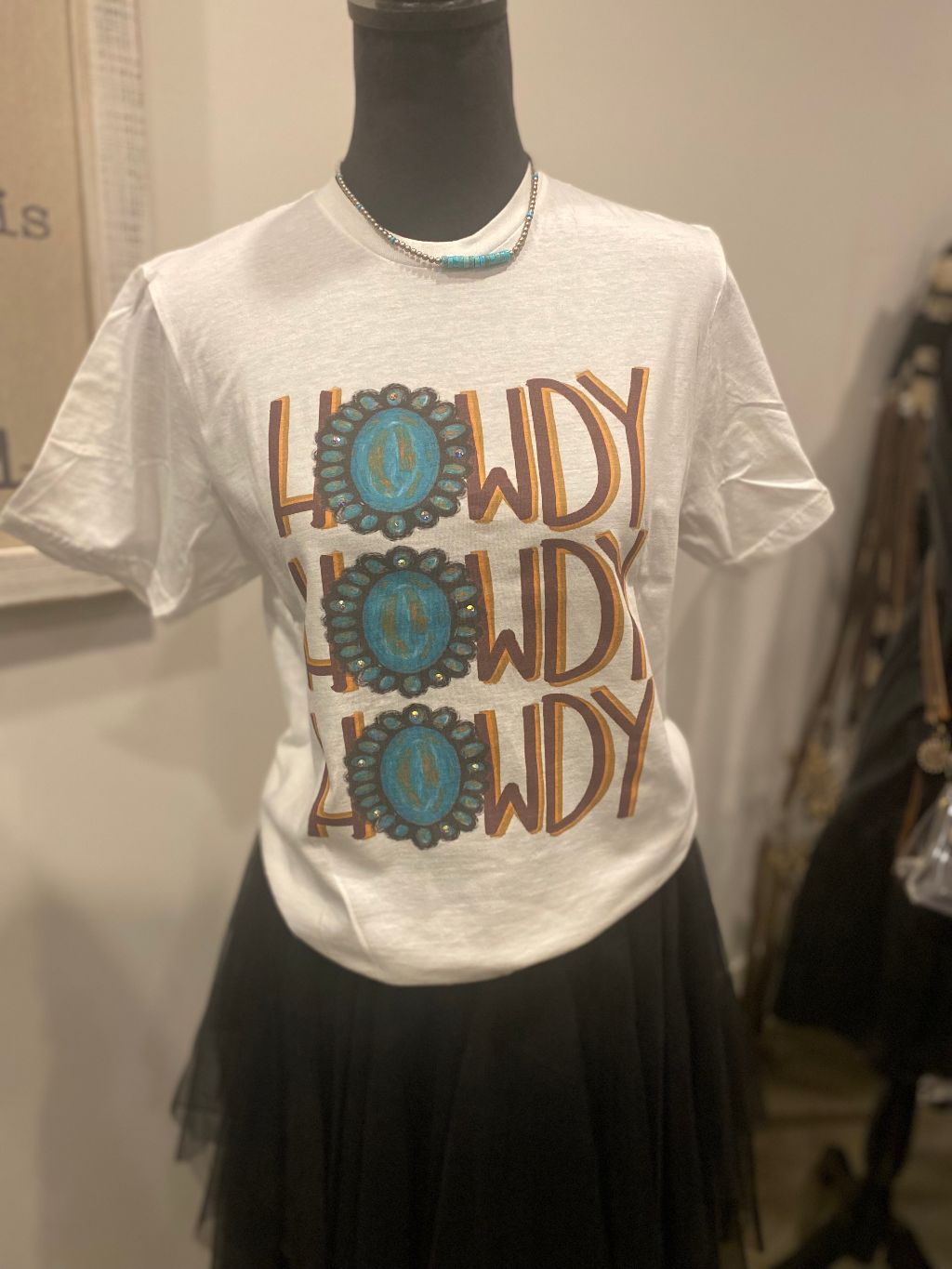 HOWDY HOWDY HOWDY Rhinestone Embellished T-Shirt
