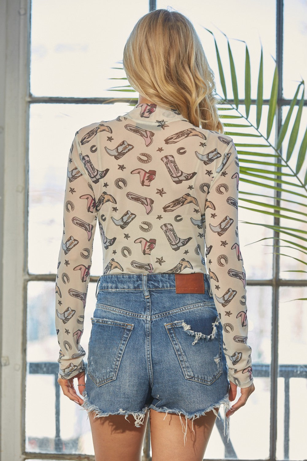 Mesh, Cowboys Boots and Star Print Bodysuit