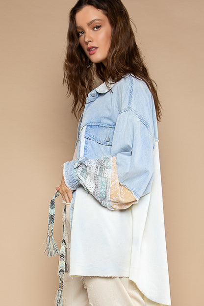 Oversized Shirt with Patchwork Detail