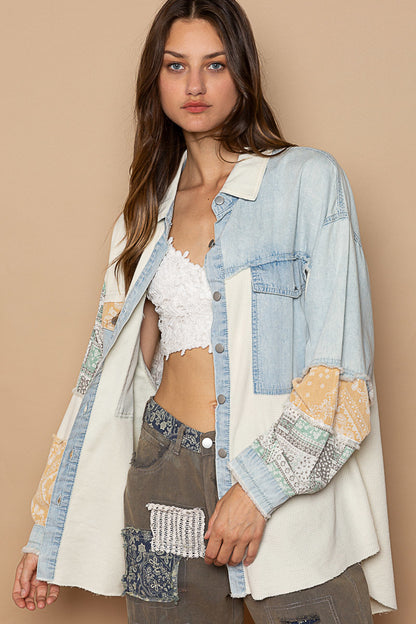 Oversized Shirt with Patchwork Detail