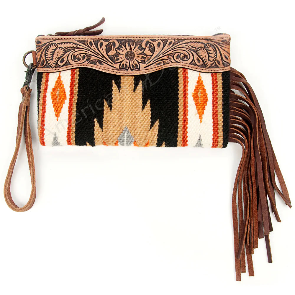 American Darling Hand Tooled, Saddle Blanket Crossbody Purse 344AD10