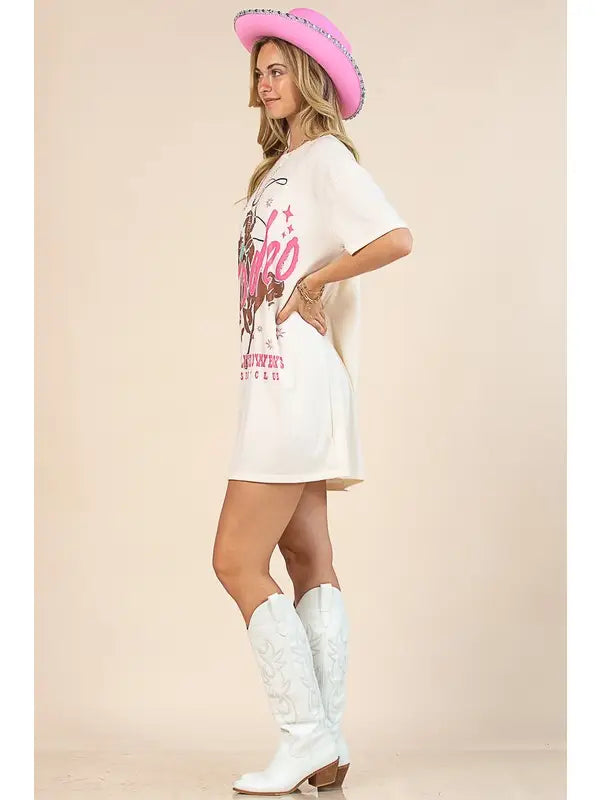 "Rodeo" Long Live Cowboys Graphic  Shirt Dress