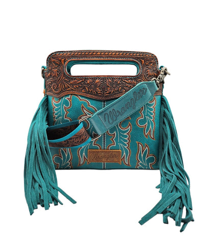 Wrangler Boot Stitched Crossbody Purse in Turquoise