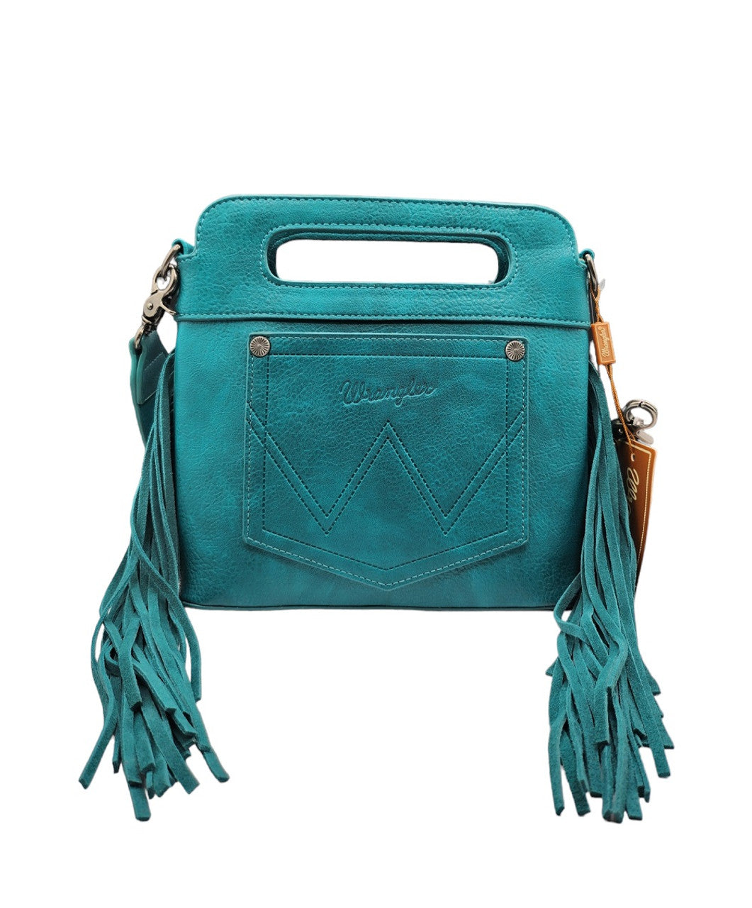 Wrangler Boot Stitched Crossbody Purse in Turquoise