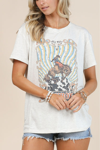 Wild West Cowboy Graphic  Print Tee Shirt