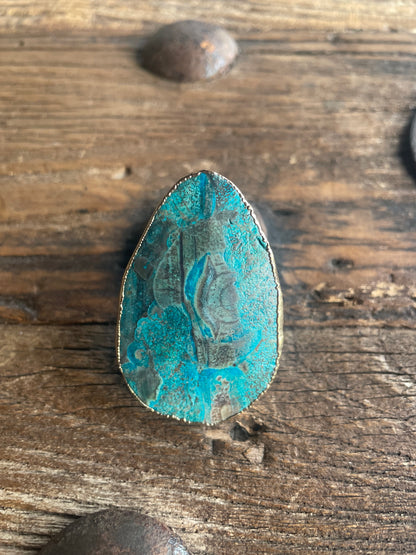 Large Ring with colors of turquoise and Brown