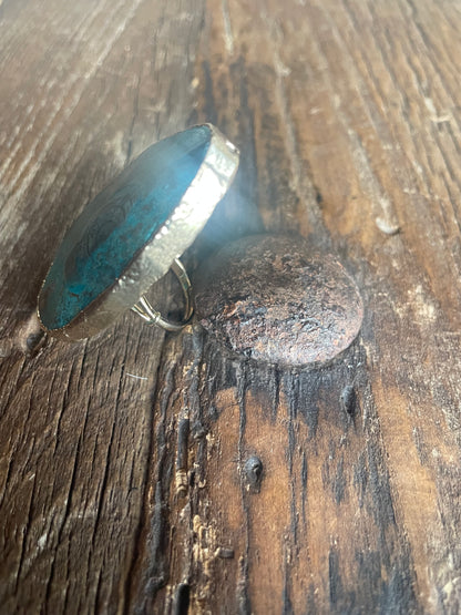 Large Ring with colors of turquoise and Brown