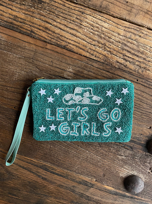 Let’s Go Girls  beaded purse, wallet, makeup bag