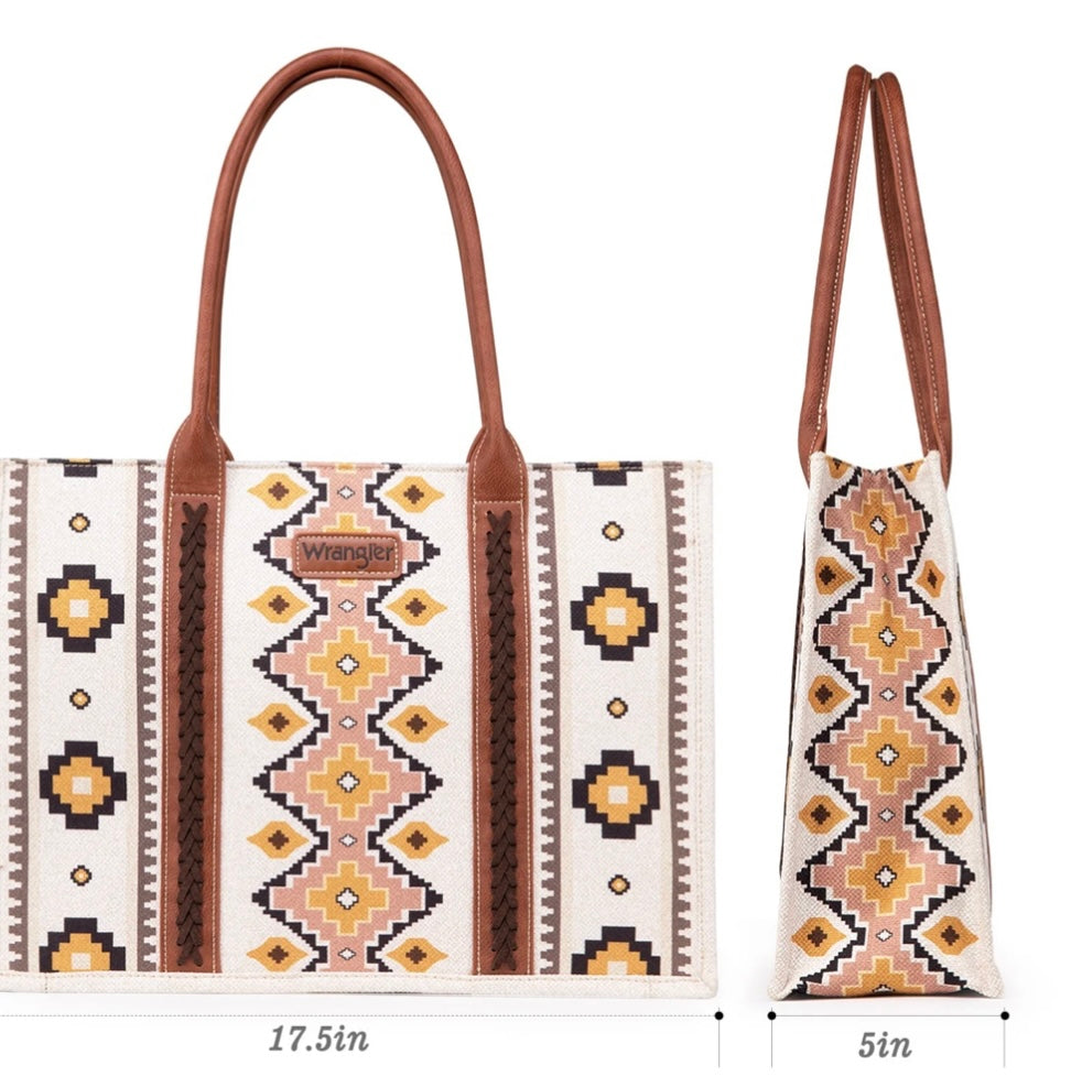 Wrangler Aztec pattern Dual sided print Canvas Tote