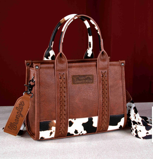 Wrangler Whipstitch crossbody tote brown cow