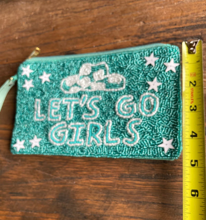 Let’s Go Girls  beaded purse, wallet, makeup bag