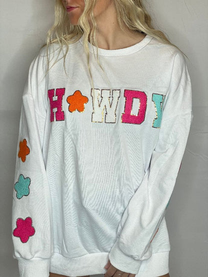 Howdy Sweatshirt with Bright Pops of Color