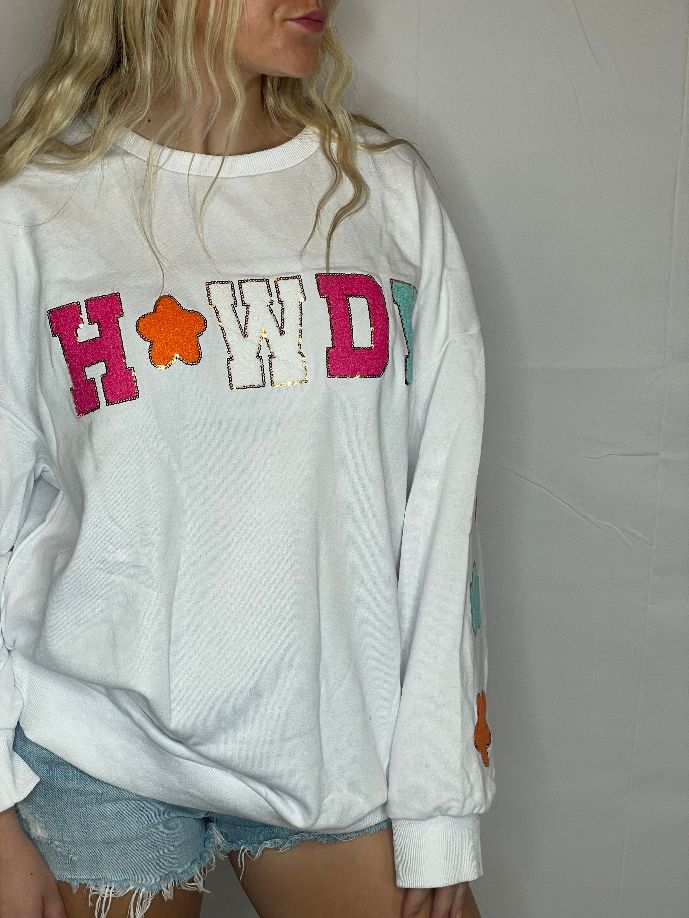 Howdy Sweatshirt with Bright Pops of Color