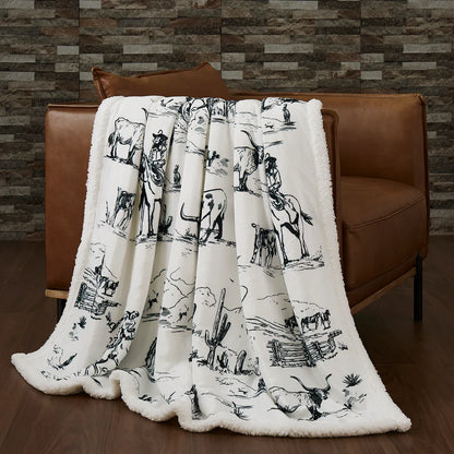 Black and White Ranch Life Sherpa Throw HURRY only a few left!