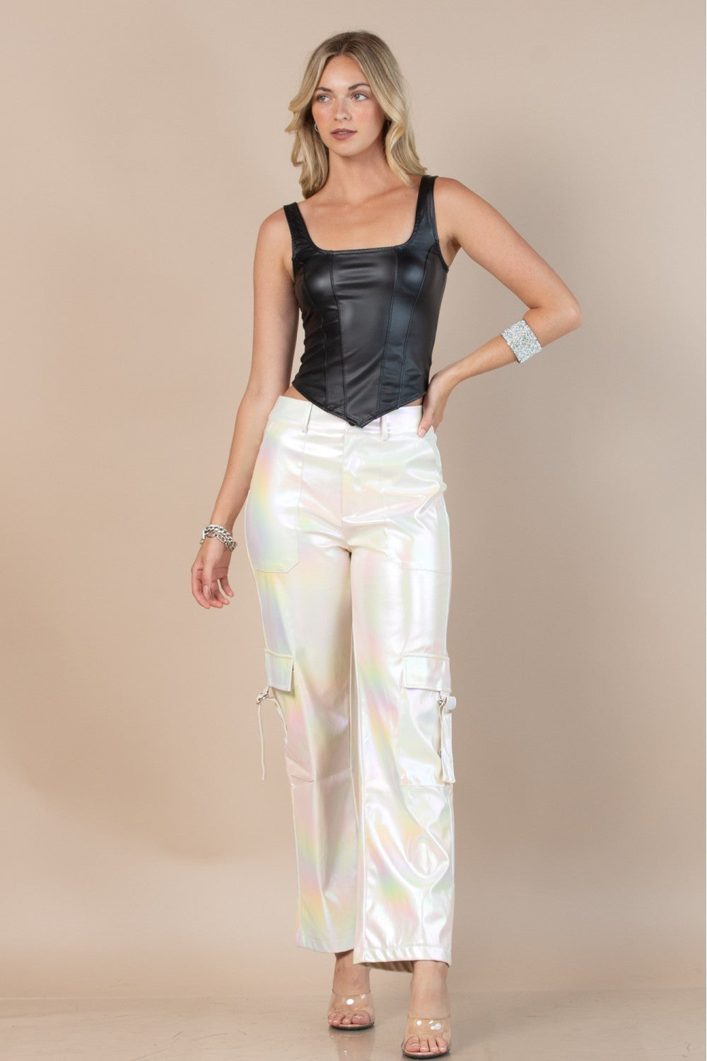 Faux Leather Corsette Crop Top