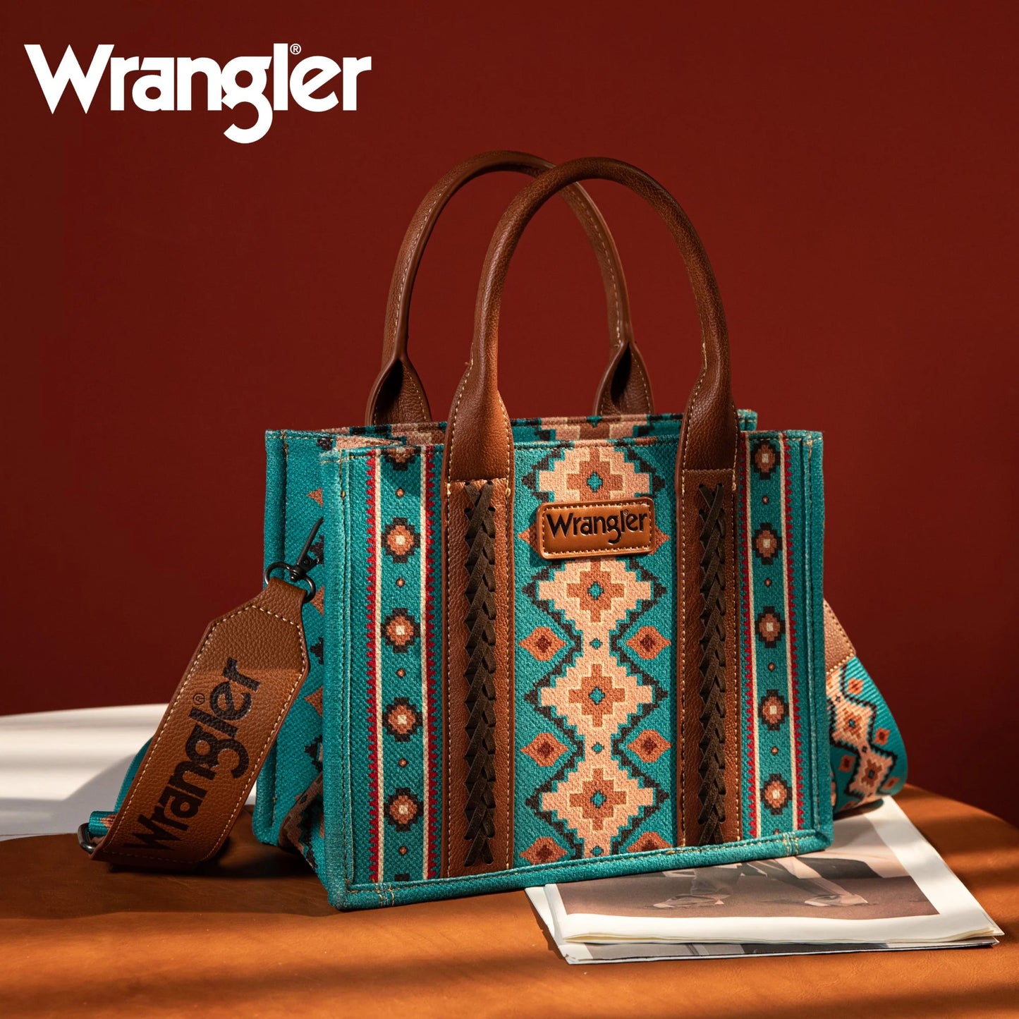 Wrangler Southwestern Print Crossbody in Turquoise