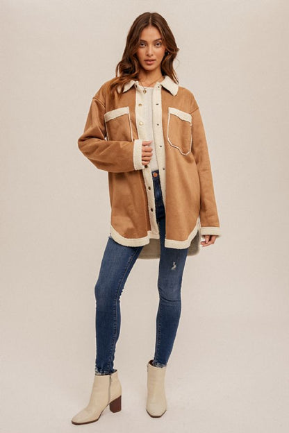 Sherpa Lined Faux Suede Shacket
