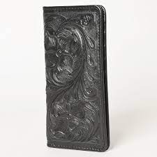 American Darling Genuine Hand Tooled Leather Wallet in Black