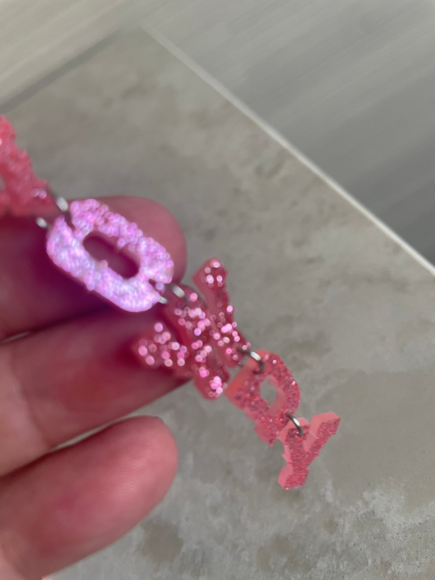 Sparkly Pink HOWDY Earrings